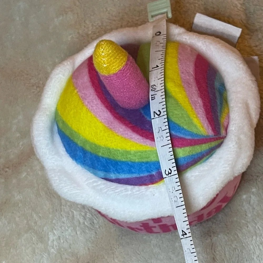 Colorful Birthday Cup Cake Plush Decoration that lights up and sings